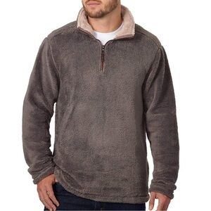 Grey Fuzzy True Grit Quarter Zip Up Jacket Size L